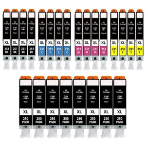 enlite pgi250 cli251 24 pack ink cartridge replacement for canon 250 251 pgi250xl cli251xl, printer ink for canon pixma ix6820 ip8720 mx922 mg7520 ip7220 mx722 mg5420 mg5520(8pgbk, 4bk, 4c, 4m, 4y)