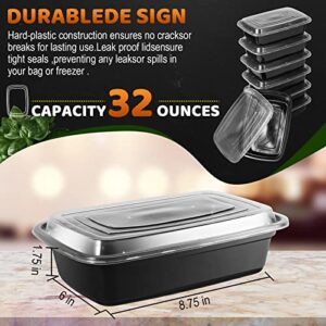 Alliebe 50 Pack (32 oz) Meal Prep Container,Lunch Bento Fruit Box with Lids,Portable Lunch Food Storage Containers Kitchen Food Take-Out Camping Picnic Box Microwave Dishwasher Freezer Safe (50Pack)
