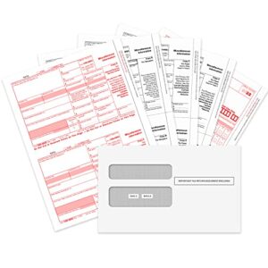 1099 misc forms 2022, 4 part tax forms kit, 25 vendor kit of laser forms designed for quickbooks and accounting software, 25 self seal envelopes included