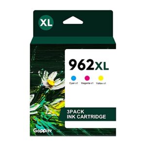 962xl cyan, magenta, yellow ink cartridges remanufactured replacement for hp ink 962xl color combo pack works with hp officejet pro 9010 9015 9020 9025 9018 9012 -1 cyan 1 magenta 1 yellow