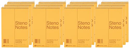 National Brand Steno Notebook with Brown Board Cover, Green Eye-Ease Paper, Gregg Ruled, 6" x 9", 12 Notebooks with 60 Sheets Each (36646-12)