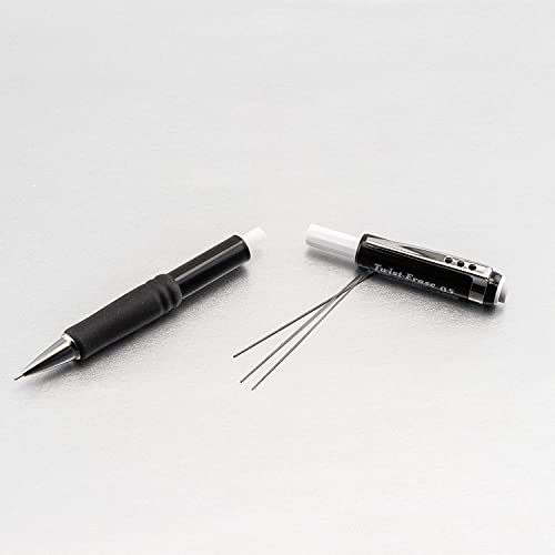 Pentel Mechanical Pencil 0.5 mm Twist Erase III - Twist Up Eraser - Pre-Loaded with Pentel Super Hi-Polymer HB Lead - Black Barrel - 3-Pack - Fine Point