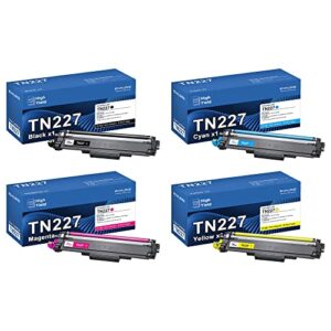 tn227 tn-227 4 pack high yield compatible toner cartridge replacement for brother tn227 tn-227 tn227bk tn223 tn-223 work with mfc-l3710cw mfc-l3750cdw mfc-l3770cdw hl-l3210cw hl-l3230cdw (bk/c/m/y)