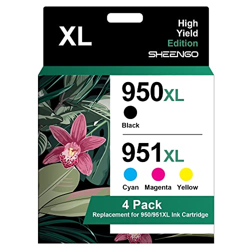 950XL 951XL High Yield Ink Replacement for HP 950 951 950XL 951XL Ink Cartridges for hp printer Officejet PRO 8600 8610 8615 8616 8620 8625 8630 8100 8110 (1 Black, 1 Cyan, 1 Magenta, 1 Yellow,4 Pack)