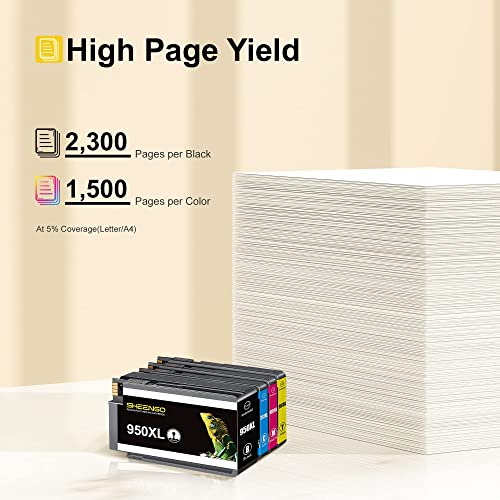 950XL 951XL High Yield Ink Replacement for HP 950 951 950XL 951XL Ink Cartridges for hp printer Officejet PRO 8600 8610 8615 8616 8620 8625 8630 8100 8110 (1 Black, 1 Cyan, 1 Magenta, 1 Yellow,4 Pack)