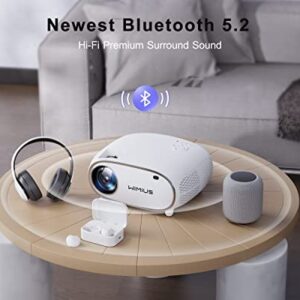 4K Projector with WiFi and Bluetooth 5.2, WiMiUS Newest P60 480 ANSI Lumens Portable Projector Dust Proof Supports 4P/4D Keystone, 50% Zoom, PPT, 200000H LED for Smartphone, Laptop, PS5, TV Stick