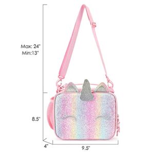 mibasies Kids Insulated Lunch Box for Girls Rainbow Unicorn Bag