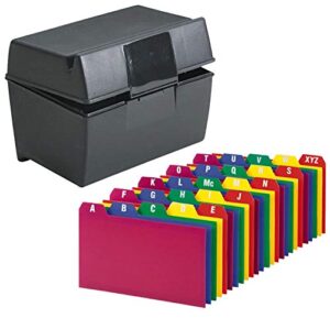 index card holder, index cards storage box holds up to 300 3×5� cards, with poly card guides a-z, 3×5 inch – value pack