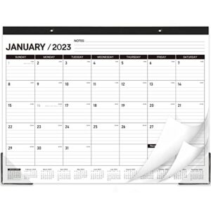 2023 desk calendar – large desk calendar 2023-2024, 22″ x 17″, jan 2023 – jun 2024, 18 monthly desk/wall calendar 2-in-1, thick paper, corner protector, desk pad, large ruled blocks – classic black