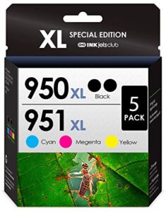inkjetsclub compatible ink cartridge replacement for hp950xl / hp 951xl high yield compatible ink cartridges value pack. works for officejet pro 8600 8610 8620 8615 8630 printers. (5 pack)