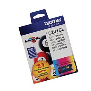 brother lc201 (c,m,y) 3- pack toner in retail packaging