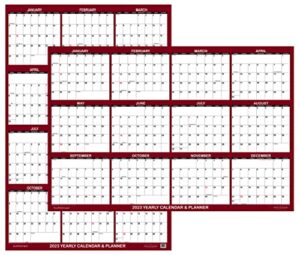 18″ x 24″ swiftglimpse 2023 wall calendar erasable large wet & dry erase laminated 12 month annual yearly wall planner, reversible, horizontal/vertical, maroon