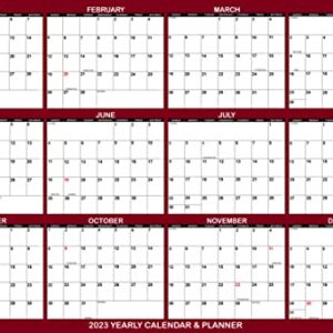 18" x 24" SwiftGlimpse 2023 Wall Calendar Erasable Large Wet & Dry Erase Laminated 12 Month Annual Yearly Wall Planner, Reversible, Horizontal/Vertical, Maroon