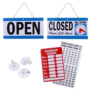 open signs for business, bundle of office hours sign will return clock with suction cups for businesses stores restaurants bars – business hour closed open sign