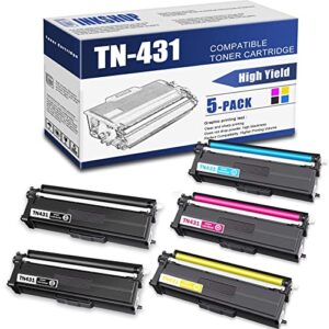tn431 compatible tn-431bk tn-431c tn-431y tn-431m toner cartridge replacement for brother tn-431 hl-l8260cdw hl-l8360cdw dcp-l8410cdw mfc-l8610cdw toner.(2bk+1c+1y+1m)