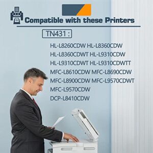 TN431 Compatible TN-431BK TN-431C TN-431Y TN-431M Toner Cartridge Replacement for Brother TN-431 HL-L8260CDW HL-L8360CDW DCP-L8410CDW MFC-L8610CDW Toner.(2BK+1C+1Y+1M)