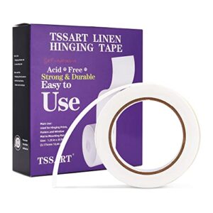 tssart linen hinging tape – self-adhesive hinging tape for prints matte frames, artwork matting – acid free 1.25inch x 35ft