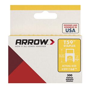 Arrow 591168 Genuine T59 Steel 1/4-Inch by 5/16-Inch Insulated Staples for Cable and Wiring, Clear, 300 Count