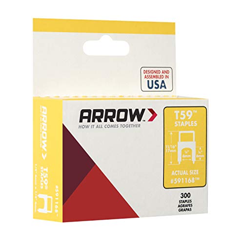 Arrow 591168 Genuine T59 Steel 1/4-Inch by 5/16-Inch Insulated Staples for Cable and Wiring, Clear, 300 Count