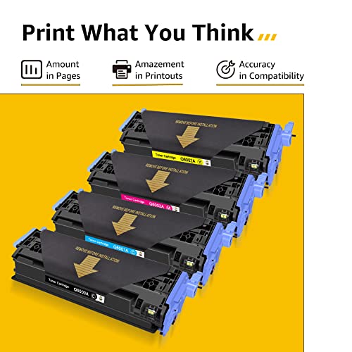 CMYBabee Compatible Toner Cartridge Replacement for HP 124A Q6000A Q6001A Q6002A Q6003A Color 1600 2600n 2605dn 2605dtn CM1015 CM1017 MFP Printer (Black, Cyan, Yellow, Magenta, 4-Pack)