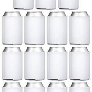 TahoeBay Blank Can Cooler Sleeves (15-Pack) White Plain Soft Insulated Blanks for Soda, Beer, Water Bottles, HTV Vinyl Projects, Wedding Favors and Gifts