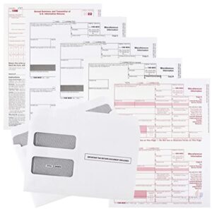 1099 misc forms 2022, 4 part laser tax forms kit for 25 vendor with 25 self-seal envelopes, designed for quickbooks and accounting software