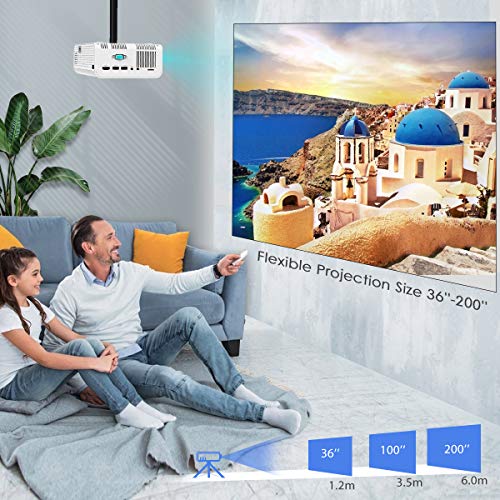 WiFi Projector Support 5.2 Bluetooth Transmitter, WiMiUS K2 Mini Projector 1080P and 4K Support, 300’’ Screen Zoom Compatible with Smartphone (Wirelessly) PC TV Stick Chromecast PS5