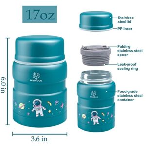 MINCOCO Insulated Food Jar Thermos for Hot Food, Lunch Container Keeps Hot/Cold, Stainless Steel Vacuum Bento Lunch Box for Kids/Adults with Spoon, 17 Ounce, Galaxy Series