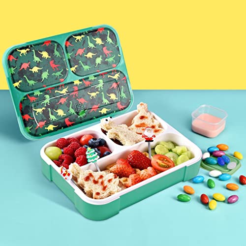 BDBKYWY 3D Dinosaur Lunch Box Kids Bento Box Insulated Lunch Bag with Ice Pack Water Bottle Spoon Salad Snack Container Silicon Cap Durable Water-Resistant Back to School Supplies for Boys Age 7-12