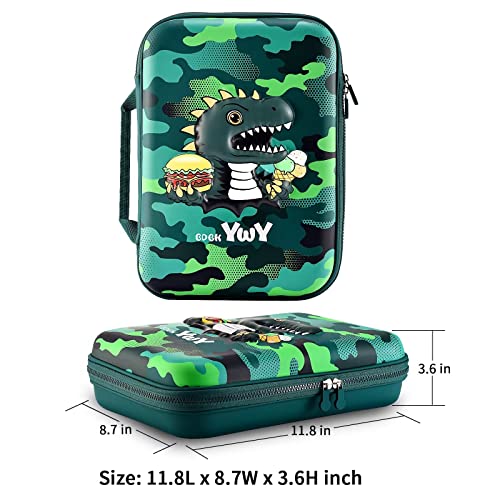 BDBKYWY 3D Dinosaur Lunch Box Kids Bento Box Insulated Lunch Bag with Ice Pack Water Bottle Spoon Salad Snack Container Silicon Cap Durable Water-Resistant Back to School Supplies for Boys Age 7-12