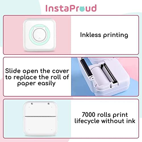 Huacuaia InstaProud - Portable Sticker Printer, Mini Printer Portable, Portable Photo Sticker Printer, Portable Label Sticker Printer, Ideal for Printing Photo, Label, Scrapbook (Pink)