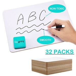 32 Pack Dry Erase Lapboards, Double-Sided Small White Board for Classroom Student, 9"x12" Portable Dry Erase Board Bulk, Mini Whiteboard with 36 Pens, 36 Erasers & 36 Pen Holders, for Teacher Supplies