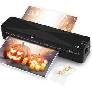 Locamp Laminator 9 Inch Mini Thermal and Cold Laminating Machine Rapid Warm-Up (1-2 min) with 10 Laminating Sheets, Black