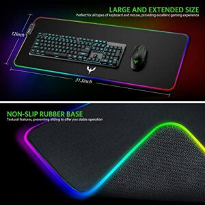 Blade Hawks Extra Large RGB Gaming Mouse Pad, Extended Soft LED Mouse Pad, Anti-Slip Rubber Base, Computer Keyboard Mousepad Mat (31.5 x 12 Inch)