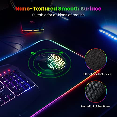 Blade Hawks Extra Large RGB Gaming Mouse Pad, Extended Soft LED Mouse Pad, Anti-Slip Rubber Base, Computer Keyboard Mousepad Mat (31.5 x 12 Inch)