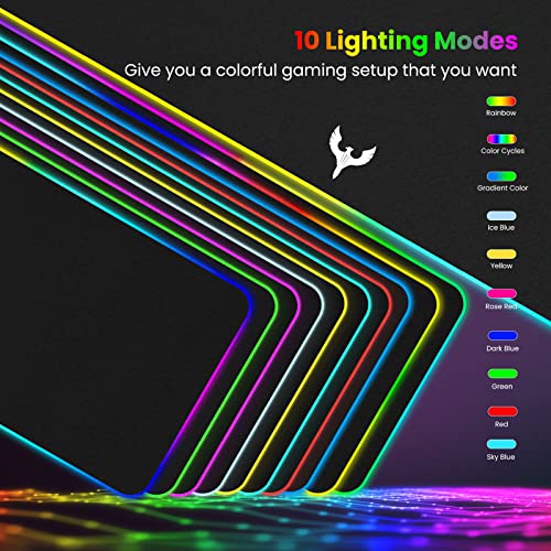 Blade Hawks Extra Large RGB Gaming Mouse Pad, Extended Soft LED Mouse Pad, Anti-Slip Rubber Base, Computer Keyboard Mousepad Mat (31.5 x 12 Inch)