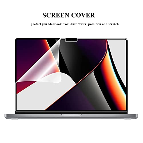 EooCoo Compatible for MacBook Pro 14 inch Case 2023 2022 2021 Release M2 A2779 A2442 M1 Pro M1 Max Chip, Hard Shell Cases with Keyboard Cover, Screen Protector - Crystal Clear