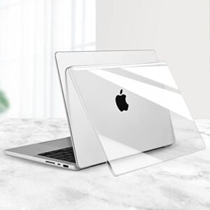 EooCoo Compatible for MacBook Pro 14 inch Case 2023 2022 2021 Release M2 A2779 A2442 M1 Pro M1 Max Chip, Hard Shell Cases with Keyboard Cover, Screen Protector - Crystal Clear