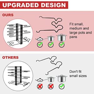 The Fine Living Co. 8 Tier, 3 DIY Methods Pots and Pans Metal Organizer for Cabinet, Pot Storage Organizer Rack, Pan Pot Rack for Kitchen Cabinet Organizer and Storage (Black)