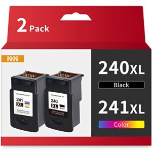 inkni 240xl 241xl remanufactured ink cartridge replacement for canon pg-240 xl cl-241 xl for mg3600 pixma ts5120 mg3620 mg3520 mx532 mx472 mx452 mg3220 mg2220 mg2120 mg3120 mg3122 (black, tri-color)