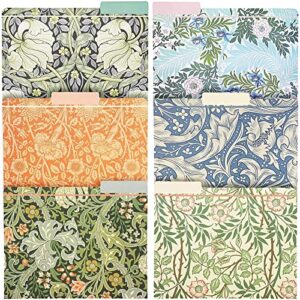 12 pack william morris floral file folders, decorative 1/3 cut tab, letter-size holders for home office in 6 patterned designs