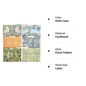 12 Pack William Morris Floral File Folders, Decorative 1/3 Cut Tab, Letter-Size Holders for Home Office in 6 Patterned Designs