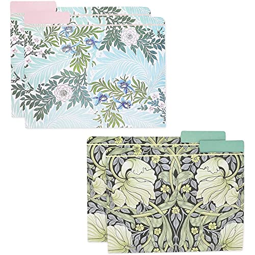 12 Pack William Morris Floral File Folders, Decorative 1/3 Cut Tab, Letter-Size Holders for Home Office in 6 Patterned Designs