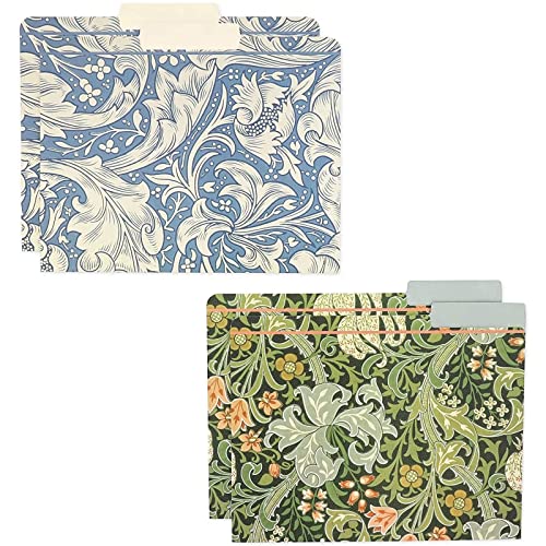 12 Pack William Morris Floral File Folders, Decorative 1/3 Cut Tab, Letter-Size Holders for Home Office in 6 Patterned Designs