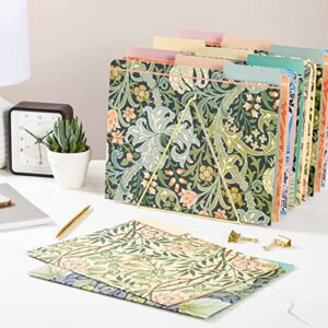 12 Pack William Morris Floral File Folders, Decorative 1/3 Cut Tab, Letter-Size Holders for Home Office in 6 Patterned Designs