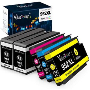 valuetoner remanufactured ink cartridges replacement for upgraded hp 952 xl 952xl ink cartridges combo pack high yield for officejet pro 8710 8720 7740 8740 7720 8715 8702 printer (5-pack)