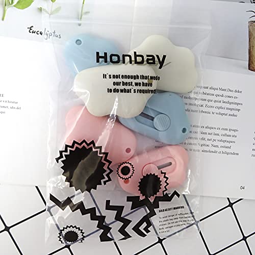 Honbay 6PCS Creative Cute Cloud Mini Utility Knives Portable Art Knife Retractable Envelope Knife Letter Opener Carton Opener Box Cutter with Hanging Hole