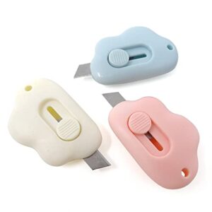 Honbay 6PCS Creative Cute Cloud Mini Utility Knives Portable Art Knife Retractable Envelope Knife Letter Opener Carton Opener Box Cutter with Hanging Hole