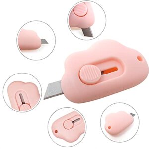 Honbay 6PCS Creative Cute Cloud Mini Utility Knives Portable Art Knife Retractable Envelope Knife Letter Opener Carton Opener Box Cutter with Hanging Hole