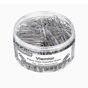 paper clips assorted sizes, viemior 700pcs paper clips paperclips for paperwork – large paper clips, medium and small paper clips (50 mm, 33mm & 28 mm) – silver
